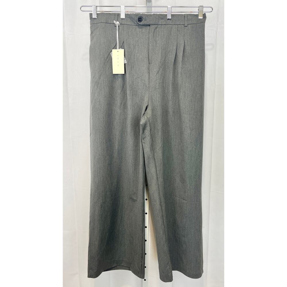 NWT MNML Easy Pleated Trouser Pants Zip Fly High Rise Wide Leg Gray XXXL 3XL